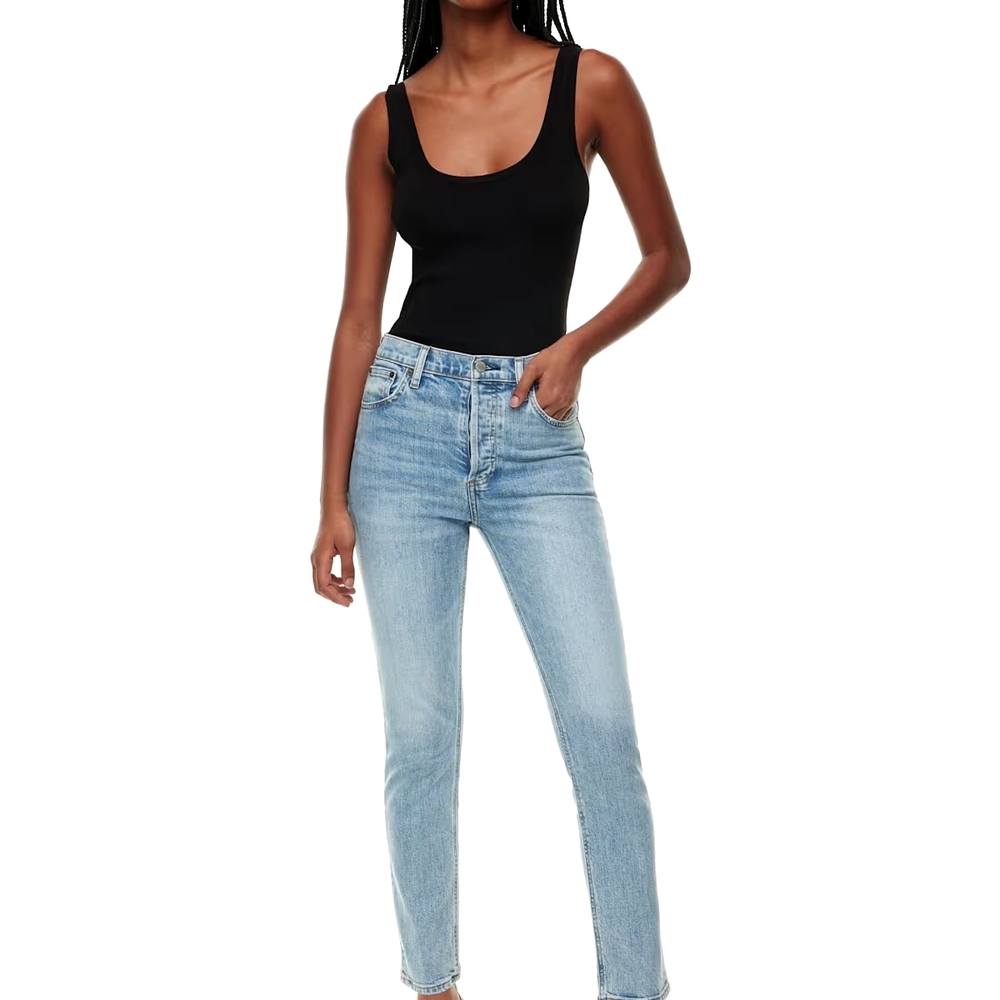 Denim Forum Yoko High Rise Slim Jeans in Light Blue